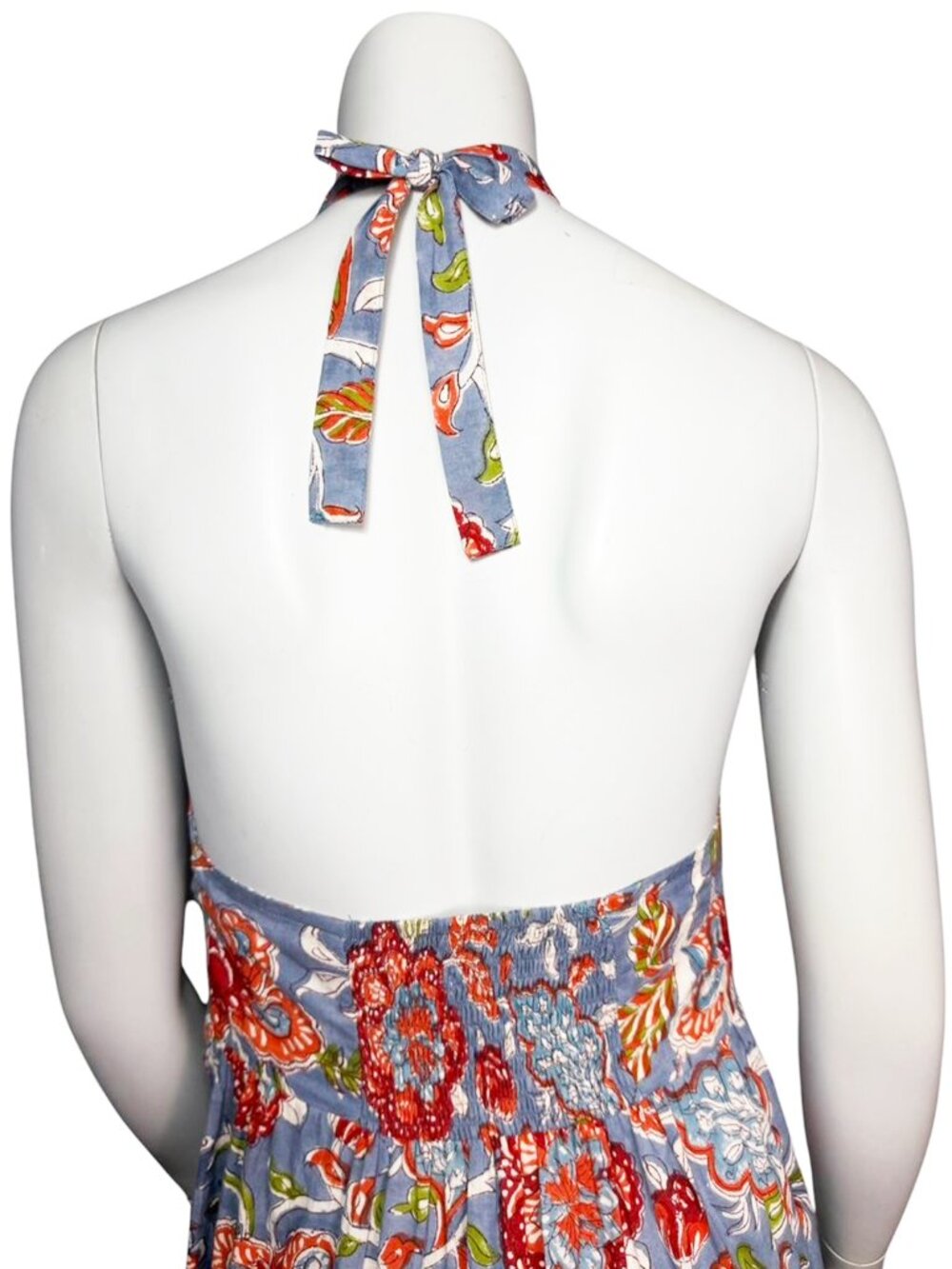 BLOCK PRINT Cotton Maxi Halter Dress - Picture 6 of 8